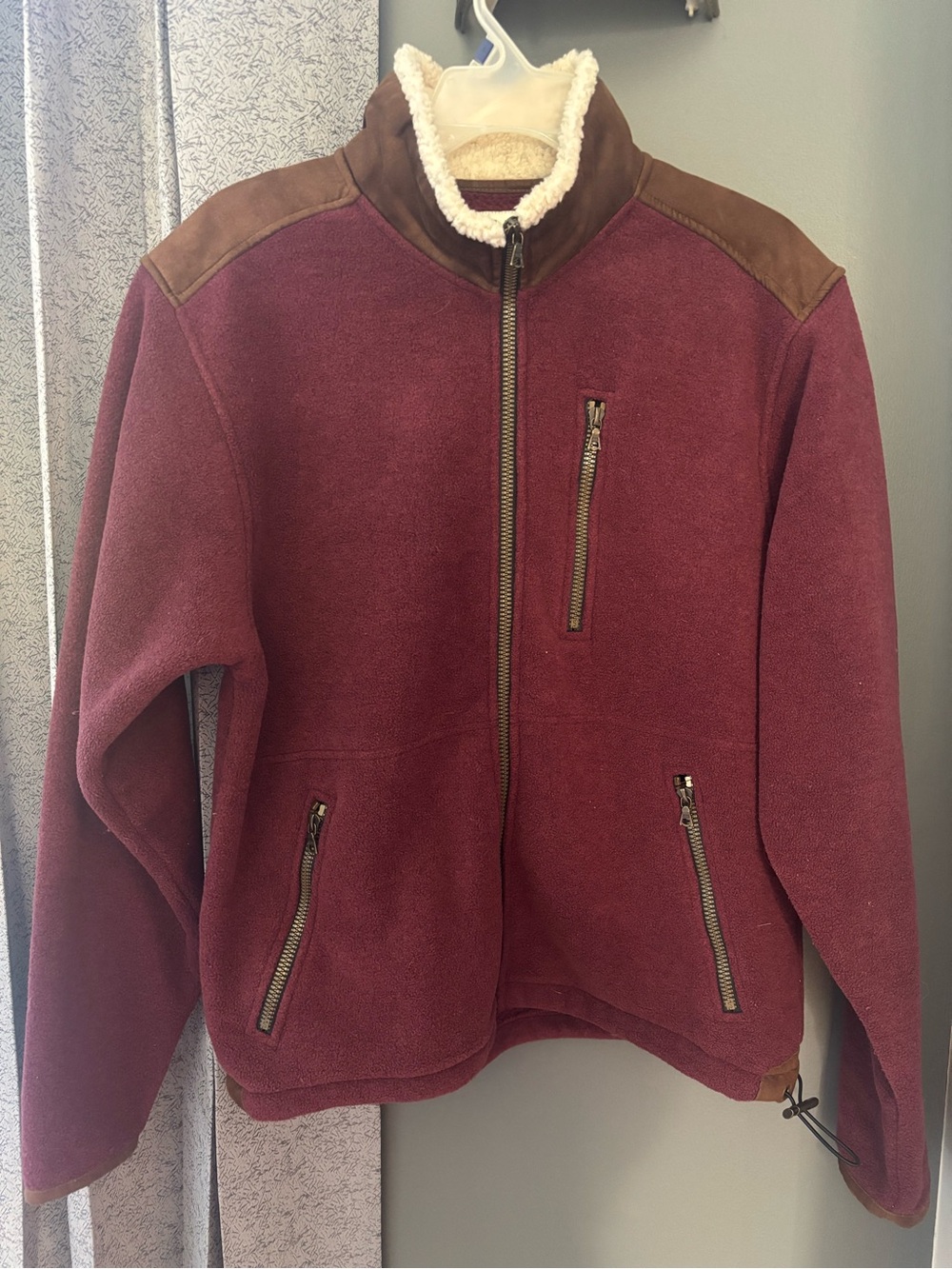 Orvis Womens Fleece Full Zip burgundy maroon full zip outdoors fall jacket M